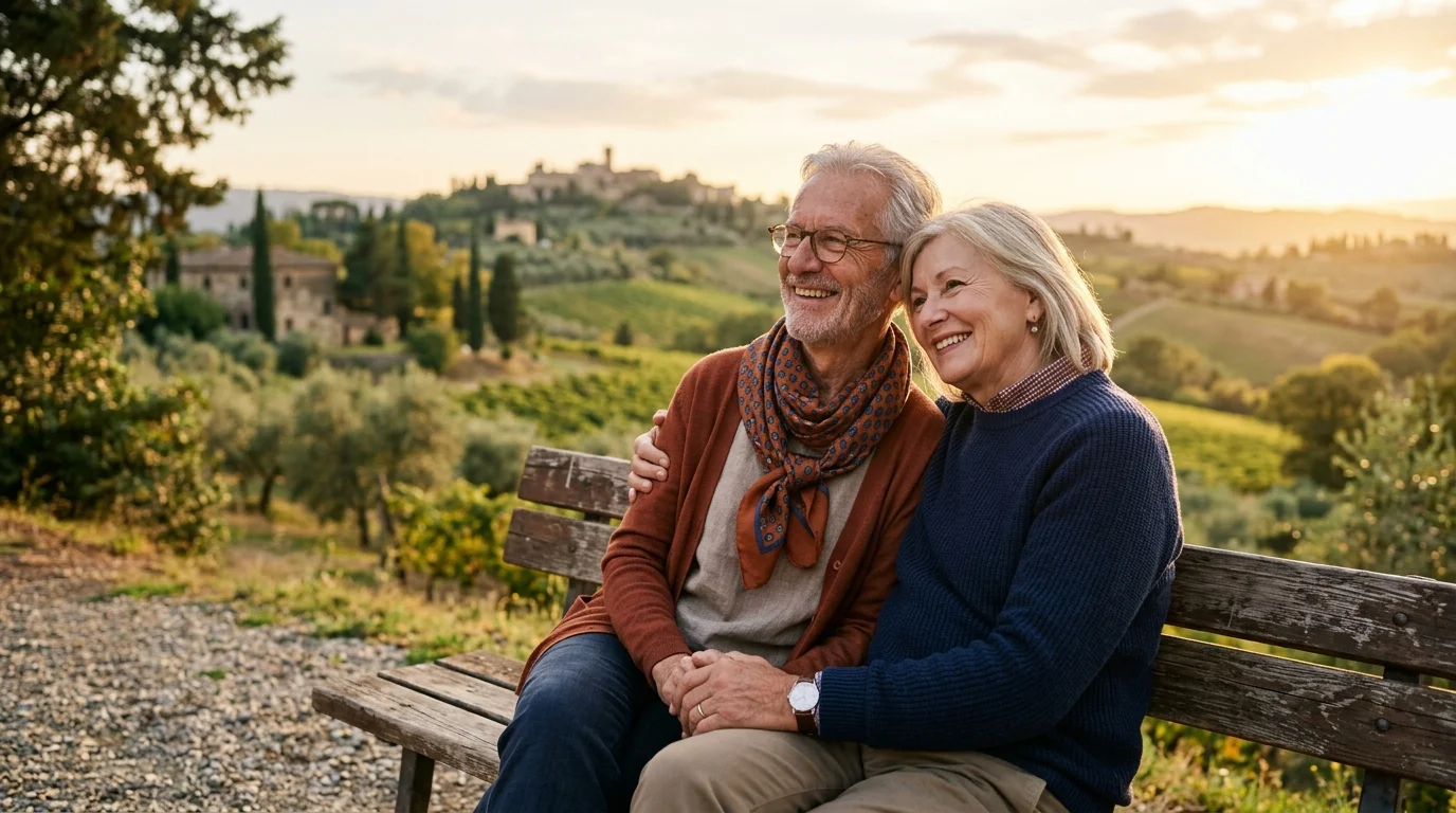 Coppia di pensionati italiani sorridenti